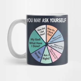 80's Music Retro Lyrics, You May Ask Yourself Pie Chart Mug